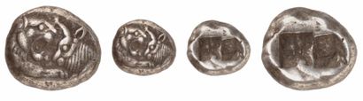 null CRÉSUS (560-546 av. J.C.). Sicle ou 1/2 créséide archaïque en argent. 5,36 g....