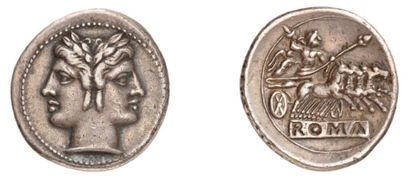 null RÉPUBLIQUE ROMAINE (Vers 220 av. J.C.). Didrachme d'argent romano-campanien....