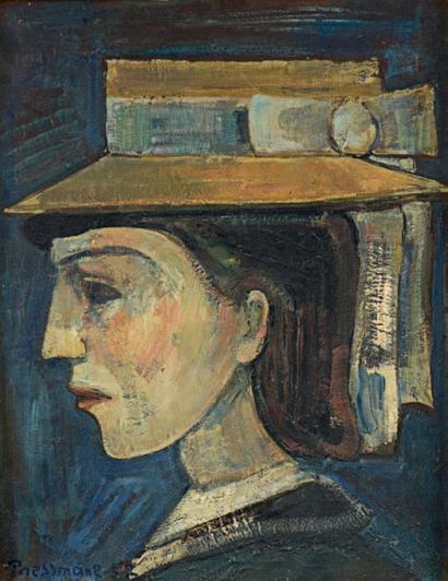 Joseph PRESSMANE (Berestegku 1904 - Paris 1967) 
Jeune femme au chapeau
Huile sur...