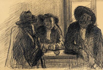 Abraham MORDKHINE (Ekaterinovslav 1873 - Lublin 1943) 
Les paysans
Crayon noir et...