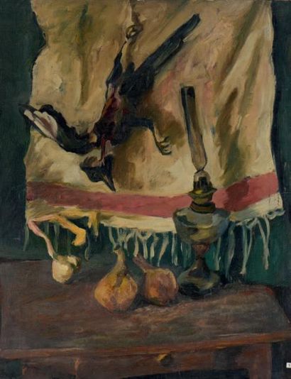 Jacques CHAPIRO (Daugavpils 1887 - Paris 1972) 
Nature morte à la lampe à pétrole...