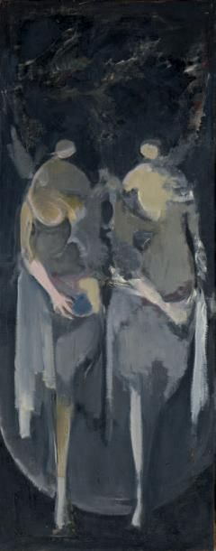 Alfred ABERDAM (Lviv 1894 - Paris 1963) 
Deux anges
Huile sur toile, non signée.
189,5...