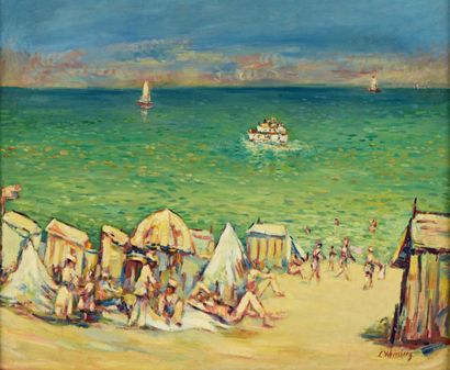 Léon WEISSBERG (Galicie 1895 - Mort en déportation 1943) 
Plage à Cannes, la mer...