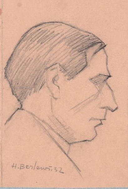Henryk BERLEWI (Varsovie 1894 - Paris 1967) 
Deux profils de Jacques Cortot, Nice...