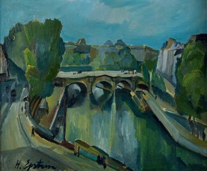Henri EPSTEIN (Lodz 1892 - Mort en déportation 1944) 
Le Pont Neuf à Paris
Huile...