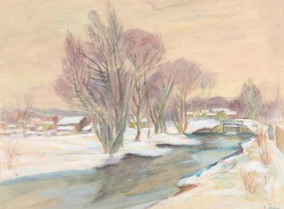 Henri EPSTEIN (Lodz 1892 - Mort en déportation 1944) 
Paysage hivernal
Crayon et...