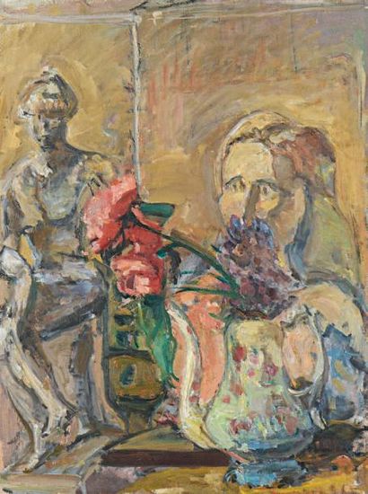 Zygmunt SCHRETER (Lodz 1896 - Paris 1977) 
Nature morte au nu, au bouquet de fleurs...