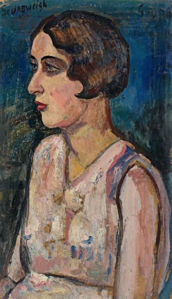 Nathan GRUNSWEIGH (Cracovie 1880 - Paris 1956) 
Femme de profil
Huile sur carton,...