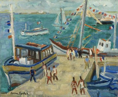 null Pierre FAVRE (1906-1983)

"Port de plaisance"

Huile sur toile, signée en bas...