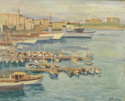 null Pierre FAVRE (1906-1983)

"Port de plaisance"

Huile sur toile, signée en bas...