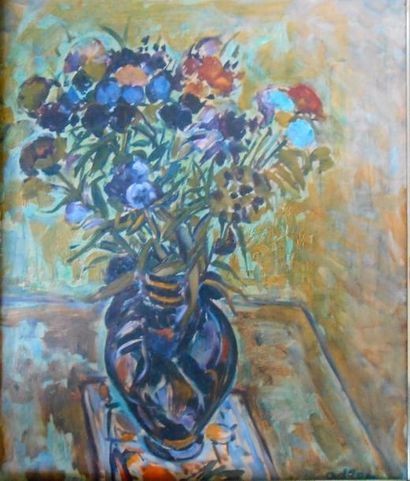 null Michel ADLEN (1898-1980) 		

"Vase de fleurs", 

Huile sur toile signée en bas...