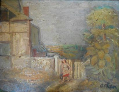 null Michel ADLEN (1898-1980) 

"Environs d'Honfleur, femme à la barrière", 1929

Huile...