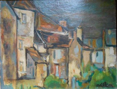 null Michel ADLEN (1898-1980) 

"Vielles maisons à ST Yriex" 

huile sur panneau...
