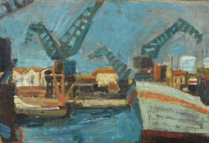 null Roger MONTANÉ (1916-2002)

"Grues dans un port"

Huile sur toile, signée en...