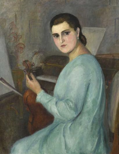 null Marguerite GERY-GALLY (XIX-XX°)

"Femme au violon"

Huile sur toile, non signée

91,5...
