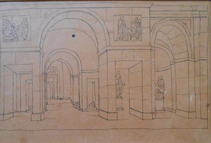 null Ecole Néo-classique, deux dessins

-"Colisée"

-"Intérieur de Palais"

Encres...