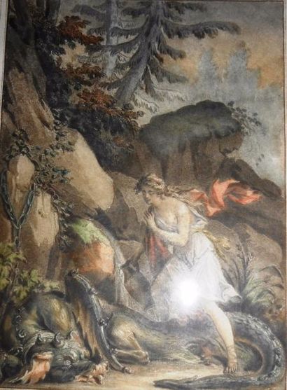 null Lot de 5 gravures XIX° :

d'après Antoine BOREL (1743-1810) : "Scène mythologique"

"La...