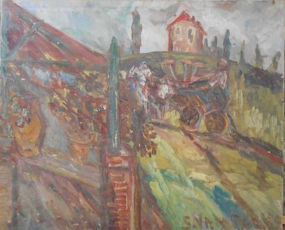 null Lot de tableaux :

-"Pont sur la Seine", huile sur toile signée en bas à droite...