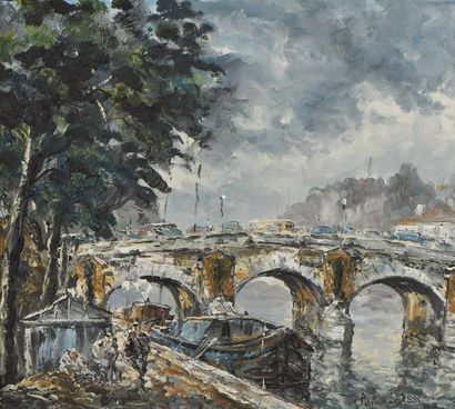 null Raymond BESSE (1899-1969)

"Péniche sur la Seine"

Huile sur toile, signée en...