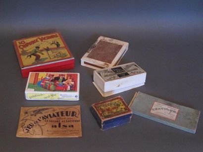 null Lot de jeux divers : jeux de cubes - jeux ALSA - jeu de croquet de table - Loto...