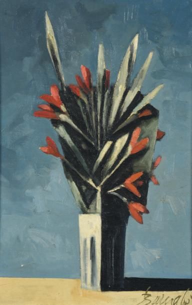 Duilio BARNABÉ (1914-1961) 
Bouquet de tulipes
Huile sur toile, signée en bas à droite.
41,5...
