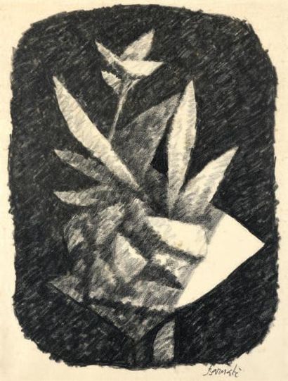 Duilio BARNABÉ (1914-1961) 
Bouquet Fusain, signé en bas à droite.
63 x 48 cm