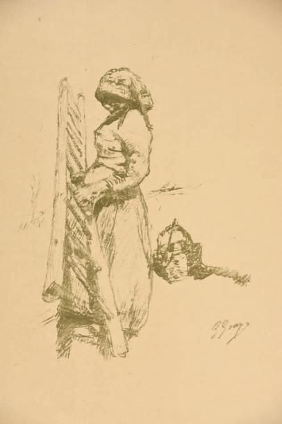 Giuseppe GRAZIOSI (1879-1942) 
Femme portant l'échelle de la maison de Savignano
Lithographie,...