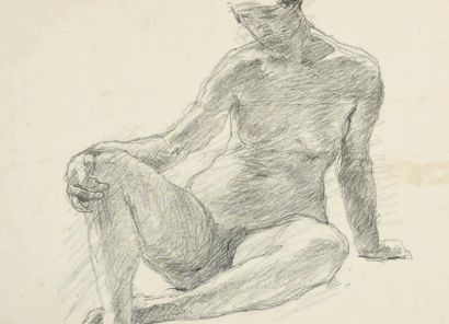 Giuseppe GRAZIOSI (1879-1942) 
Nu assis
Lithographie, épreuve d'essai imprimée en...