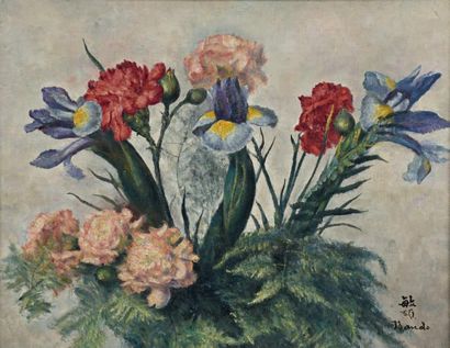 Toshio BANDO (1895-1973) 
Bouquet de fleurs
Huile sur toile, signée en caractères...
