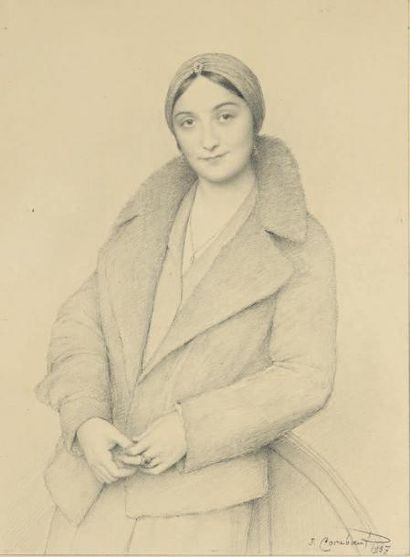 Jean CORABOEUF (1870-1947) 
Portrait de Jacqueline Hopstein
Mine de plomb, signée...