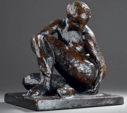 François GUSTAVE-PIMIENTA (1888-1982) 
Femme assise
Épreuve en bronze de patine brune,...