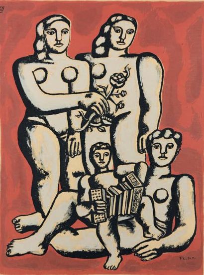 Fernand LÉGER (1888-1955) 
Femmes et enfants à l'accordéon (1954-1955)
Sérigraphie...
