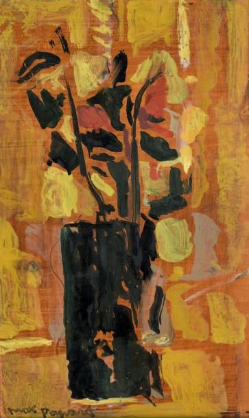Max PAPART (1911-1994) 
Vase de fleurs
Huile sur une planche de résineux, signée...