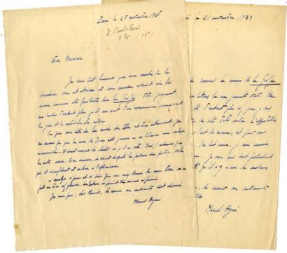 AYMÉ Marcel [Joigny, 1902 - Paris, 1967], écrivain français 2 Lettres autographes...