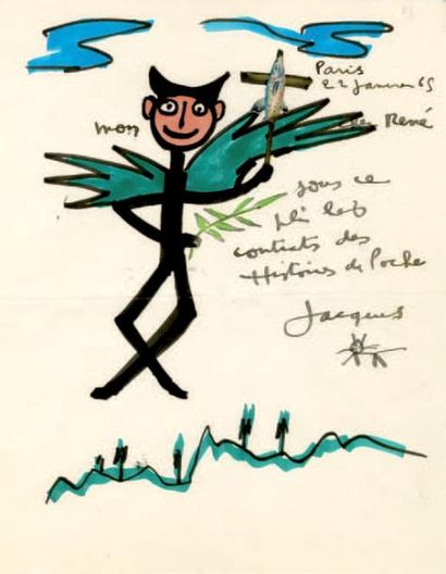 PRÉVERT Jacques [Neuilly-sur-Seine, 1900 - Omonville-la-Petite, 1977], poète et écrivain...