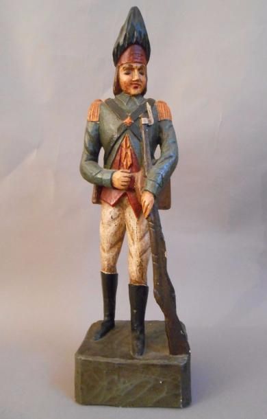 null Statuette en bois sculpté représentant un soldat de l'armée napoléonienne.

Hauteur...