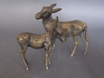 null Deux petits ânes en bronze