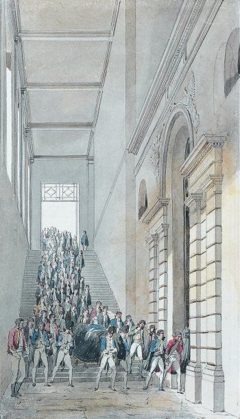 Pierre-François-Léonard FONTAINE (Pontoise 1762 - Paris 1853) Vue de l'escalier des...