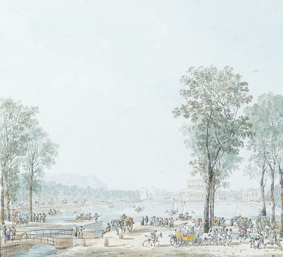 Pierre-François-Léonard FONTAINE (Pontoise 1762 - Paris 1853) Vue du Bassin du Canal...