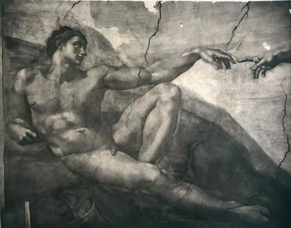 Adolphe Braun (1811-1877) "La Création d'Adam" (détail), Rome, Chapelle Sixtine,...