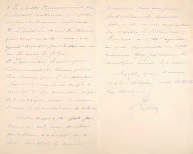 Etienne Jules Marey Lettre autographe signée concernant Ducos du Hauron, Paris, 23...