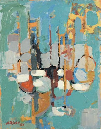Michael ARGOV (1920-1982) 
Composition abstraite
Huile sur toile, signée et datée...