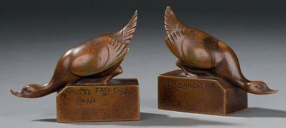 Georges-Henri LAURENT (1880-1940) & 
Deux serres livres à corps de canard plongeant.
Épreuves...