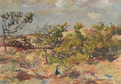 Henri MARRE (1858-1927) 
Paysage du Midi
Huile sur toile.
Tampon de la vente d'atelier...