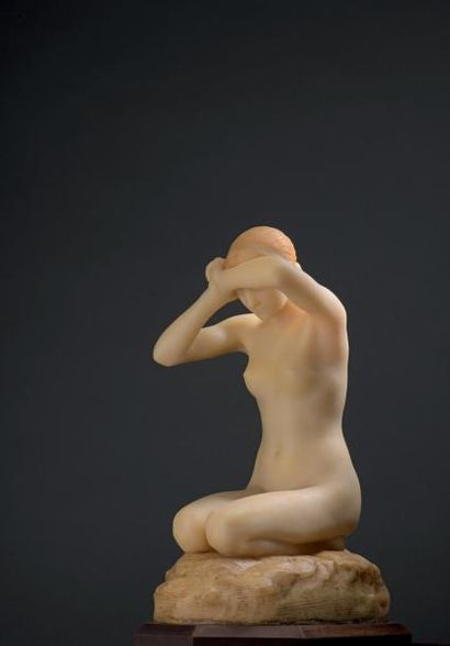 Stanislas LAMI (Paris 1858 - Paris 1944) 
Première faute
Statuette en cire dure teintée.
Signée...