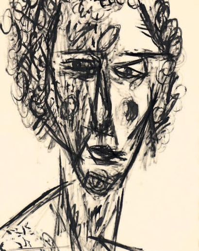 David LAN-BAR (1912-1987) 
Portrait d'homme
Encre noire sur papier, signée en bas...