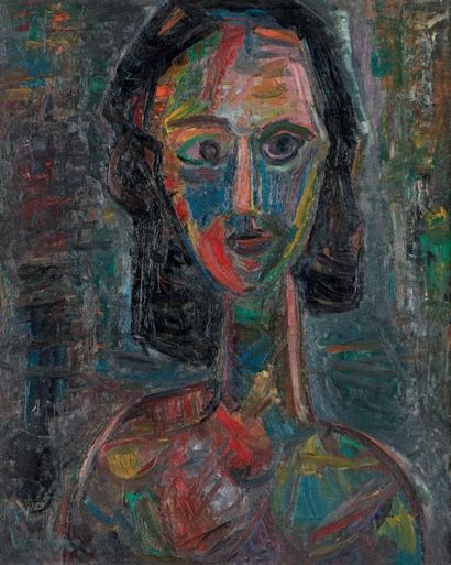 David LAN-BAR (1912-1987) 
Portrait de femme
Huile sur toile, signée en bas à gauche,...