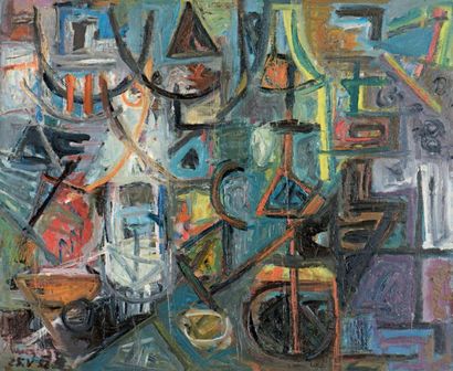 David LAN-BAR (1912-1987) 
Composition abstraite
Huile sur toile, signée et datée...