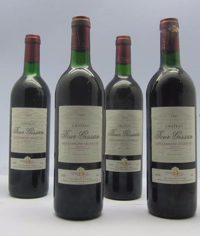 null 4 bouteilles Château Tour Gessan Saint-Emilion Grand Cru 1995, deux niveau base...