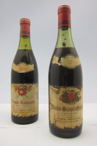 null 2 bouteilles, l'une Vosne-Romanée 1976 et l'autre Nuits-Saint-Georges 1976,...